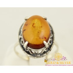 Серебряное кольцо с янтарем 010501к